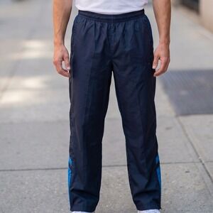 Starter Mens Navy Blue Track Pants Mesh Lined Windbreaker Side Stripe Joggers